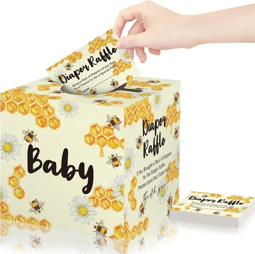 Adivina cuántos panales juego para baby shower, 50 cuántas tarjetas y 1 caja, divertidas ideas de juegos de baby shower para niños o niñas,
