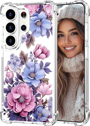 Miniatura 75 de Hungo Funda compatible con Samsung Galaxy S23 con diseño floral y bonito diseño transparente, femenino para mujeres y niñas, con hermoso clavel