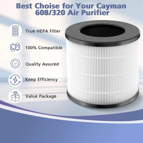Miniatura 6 de Cayman 608/320 Filtro compatible con Okaysou Cayman 608/320 Air Purifie-r, filtración 3 en 1, paquete de 2