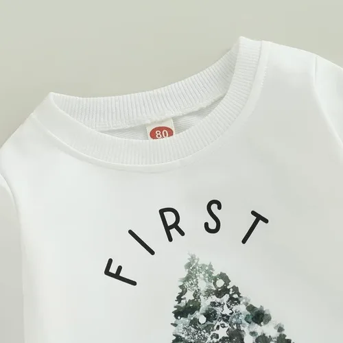 Miniatura 3 de FYBITBO Traje de Navidad para bebé niña y niño sudadera con cuello redondo manga larga suéter retro ropa de otoño