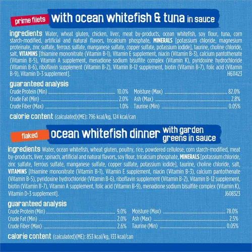 Miniatura 7 de Purina Friskies - Paquete variado de alimentos húmedos para gatos, Oceans of Delight en copos y filetes Prime (paquete de 40), latas de 5.5 onzas