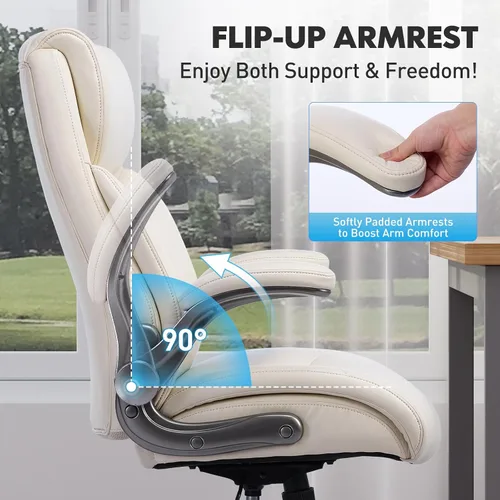 Miniatura 4 de MALOL Sillas ergonómicas de oficina de piel sintética de 300 libras, silla ejecutiva de respaldo alto y para computadora para el hogar con soporte