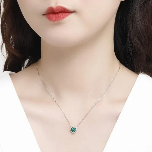 Miniatura 6 de Qings Collar con colgante de piedra natal de plata de ley 925 con colgante de piedra natal, cadena ajustable, caja de regalo de 12 meses, joyería