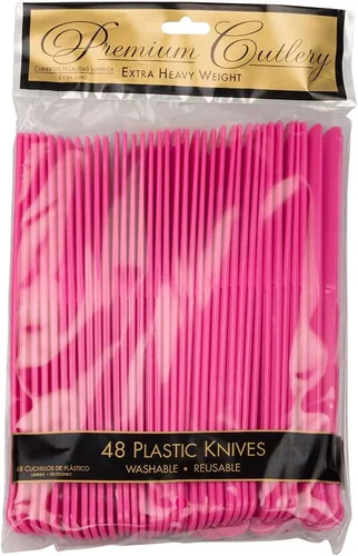 Miniatura 3 de JAM Paper Premium Utensils Party Pack - Cuchillos de plástico - Fucsia rosa intenso - 48 cuchillos desechables/paquete