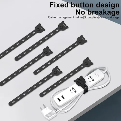 Miniatura 7 de 12 bridas reutilizables de silicona, 10 x 0.6 pulgadas, para agrupar y organizar cables de cables, gestión de cables extensible en el hogar, cocina