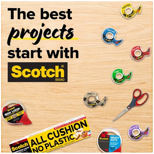 Miniatura 10 de Scotch Cinta segura para pared, 1 rollo dispensador, cinta extraíble segura para pared, para colgar fotos, arte, decoración, 3/4 pulgadas x 650
