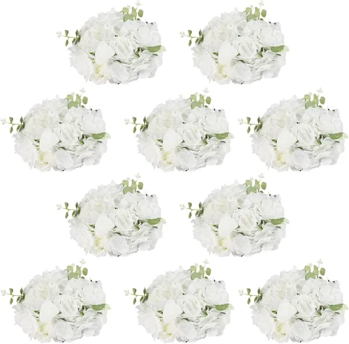 Miniatura 10 de DONSU Ramo de bolas de flores, 10 bolas de flores falsas de 11.8 pulgadas de diámetro, arreglos artificiales para el hogar, boda, centro de mesa