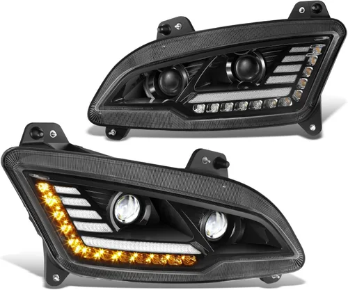 Miniatura 11 de DNA MOTORING HL-HAY-013-BK - Par de anillos de halo LED duales, señales de giro secuenciales, faros delanteros para proyector de haz alto/bajo, Negro