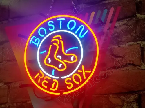 Miniatura 3 de Queen Sense Lámpara de neón de 14"x14" Red Sox Neon Sign Light Man Cave Bar Pub Beer Gift Neon Lamp A114BRS