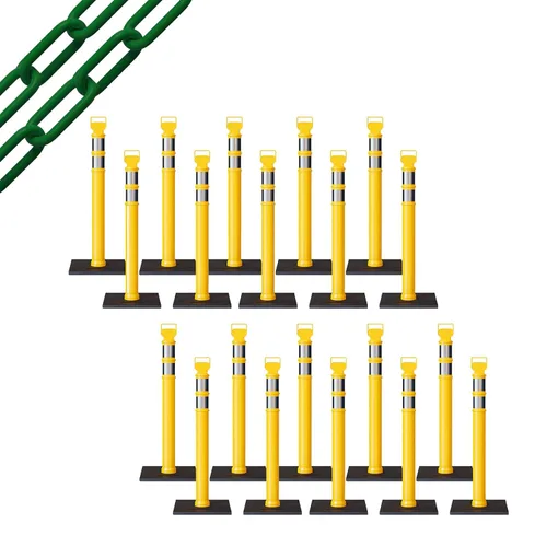 Miniatura 44 de Trafford Industrial - Juego de 20 postes de delineador de 45 pulgadas, collares reflectantes de 3 pulgadas, base de goma de 10 libras