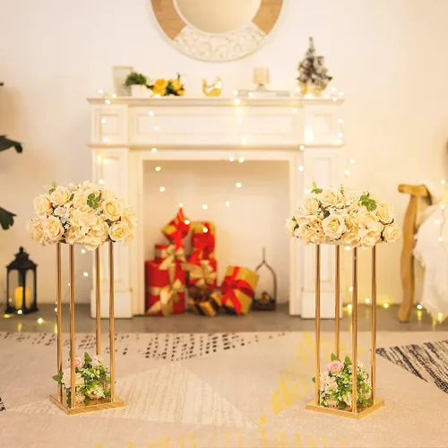 Miniatura 3 de Sziqiqi Jarrones de columna, centros de mesa de boda para mesas con platos, decoración de boda de 2 pies para ceremonia, moderno, rectangular
