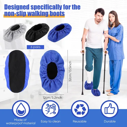 Miniatura 2 de Mepase 12 Piezas de Funda para Botas de Caminar con Fractura, Funda para Pies Reutilizable Impermeable Antideslizante para Botas de Caminar