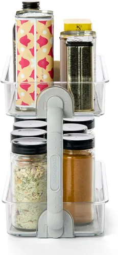 Miniatura 6 de madesmart Organizador de especias escalonado, 8 tarros para artículos esenciales de cocina, almacenamiento vertical para sal, pimienta, cayena, Gris