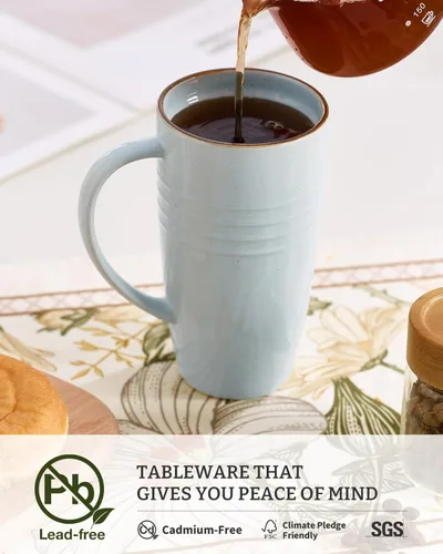 Miniatura 2 de famiware Jupiter - Taza de café grande de 20 onzas con tapa, taza de cerámica con asa para café con leche, té, cacao, leche, hogar y oficina, apta