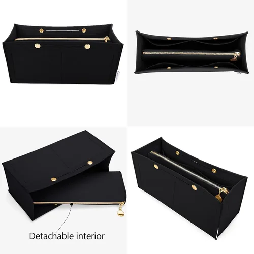 Miniatura 3 de LEXSION Organizador de fieltro para bolso, organizador de bolso con bolsillo desmontable con cremallera para ONTHEGO GM, 3 tamaños 8034, negro