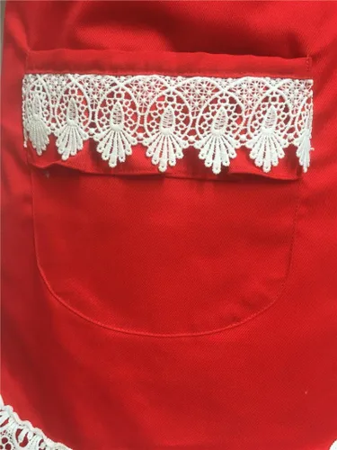 Miniatura 4 de Hyzrz Lindos Delantales Ajustables para Trabajo en Casa, Tienda, Cocina, para Mujeres y Niñas, con Bolsillo para Pasteles, para Regalo, Rojo
