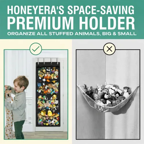 Miniatura 3 de Honeyera The Original - Almacenamiento de animales de peluche (patentado) – Organizador sobre la puerta para rellenos, juguete de peluche/hamaca