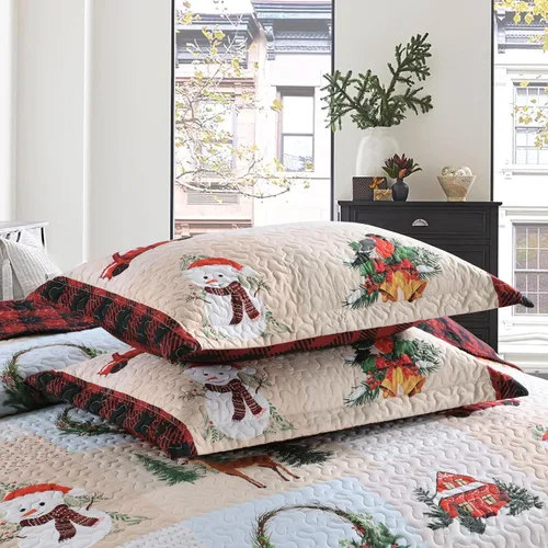 Miniatura 5 de Juego de edredón navideño de 3 piezas con estampado de reno rústico de Navidad, juego de ropa de cama (individual)