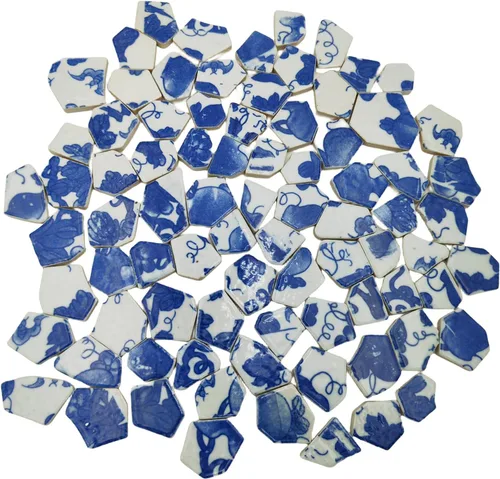 Miniatura 18 de Azulejos de mosaico de cerámica de porcelana de 1.1 libras, azulejos de mosaico irregulares rotos para suelo de manualidades, cocina, piscina