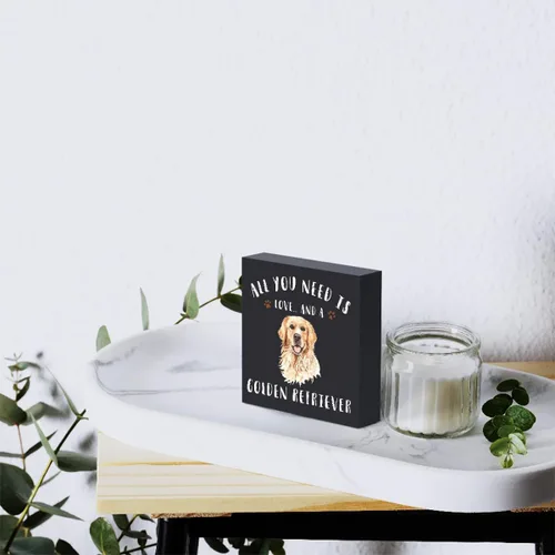 Miniatura 6 de Divertida caja de madera Golden Retriever con texto en inglés «All You Need is Love and a Golden Retriever»