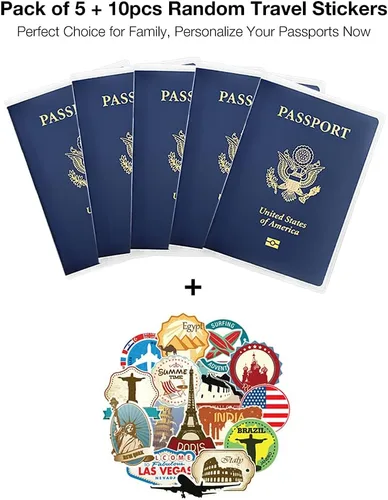 Miniatura 5 de WHALEZON Paquete de 5 fundas transparentes para pasaporte, protector de pasaporte de plástico transparente, Cartera de viaje
