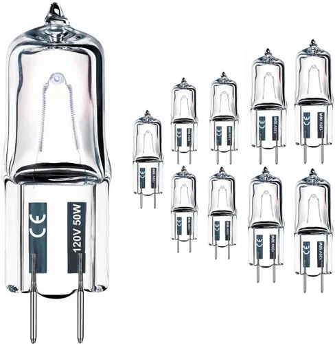 Miniatura 10 de JCD - 10 bombillas halógenas G8 de 20 W, 120 V, bombillas de xenón bi-pines, blanco cálido, regulable, para luces de disco debajo del gabinete