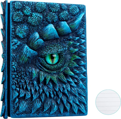 Miniatura 14 de Diario 3D en relieve de ojo de dragón en relieve, cuaderno grabado de resina, cuaderno Dnd para los amantes de los dragones, papel en blanco, bloc