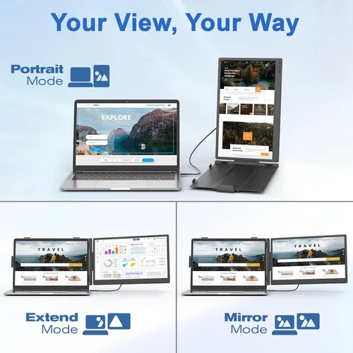 Miniatura 6 de KEFEYA - Extensor de pantalla para laptop, 14" FHD 1080P IPS, extensor dual de monitor portátil, monitor portátil conectar y usar (Plug & Play)