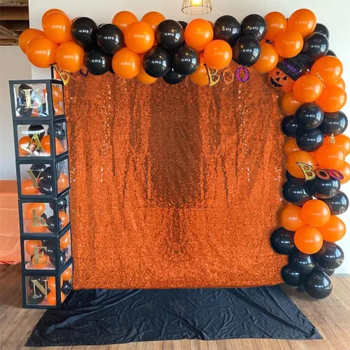 Miniatura 22 de Cortinas de fondo de lentejuelas negras con purpurina de 2 x 8 pies, 4 paneles para decoración de bodas, fiestas de cumpleaños, despedidas de Negro