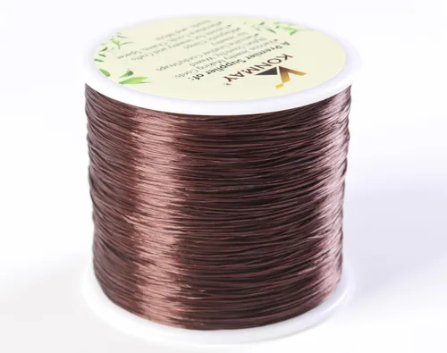 Miniatura 2 de KONMAY Cuerda elástica de elastano marrón de 0.024 in, cordón elástico suave para abalorios, 450 yardas para pulseras, collares y fabricación