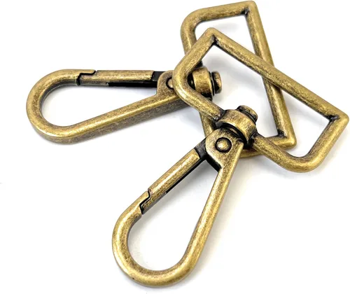 10 piezas de cierre giratorio de langosta con anillo en D, ganchos de presión para puerta de empuje, clips de gatillo para bolso y llavero Bronce