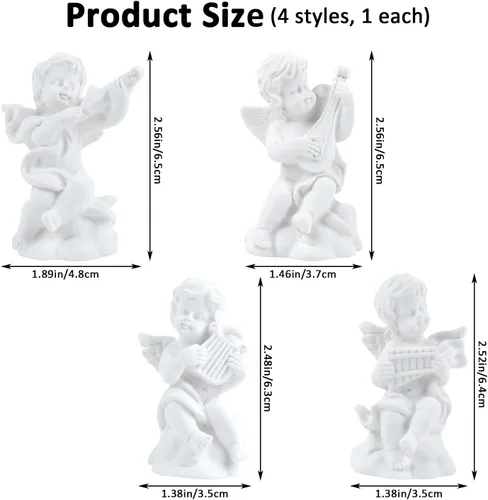 Miniatura 2 de 4 piezas de pequeñas estatuas de ángeles de resina para decoración del hogar, 4 estilos
