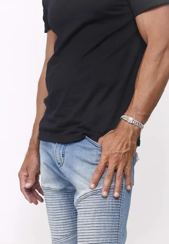 Miniatura 3 de kuzzoi Pulsera redonda bizantina de plata de ley 925 para hombre, longitud 7,48 pulgadas - 9,05 pulgadas, ancho 0,55 pulgadas, 3.17 onzas