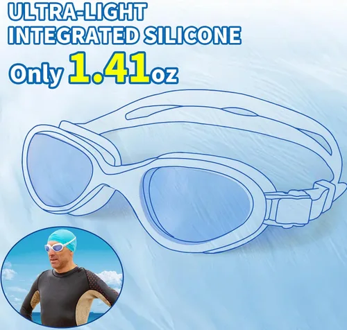 Miniatura 3 de Body+ Gafas de natación, gafas de natación de visión amplia para adultos, hombres y mujeres, antivaho sin fugas, transición o lentes polarizados