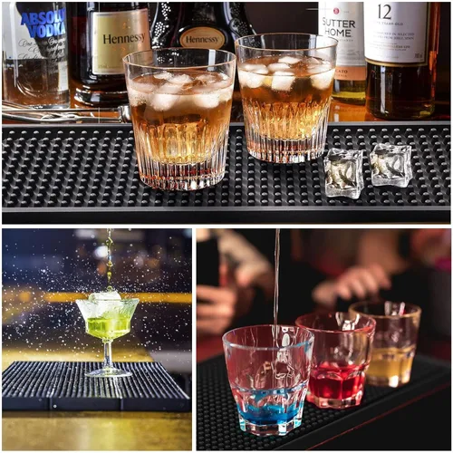 Miniatura 5 de Noverlife Juego de 3 tapetes de goma negra para servicio de bar, tapete de peluquería flexible para encimera, tapetes impermeables para el hogar