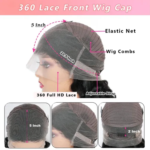Miniatura 4 de catti 360 Lace Front Wigs Human Hair Body Wave 220 Density HD Lace Front Wigs Pre Plucked Full Lace Human Hair Wig for Women
