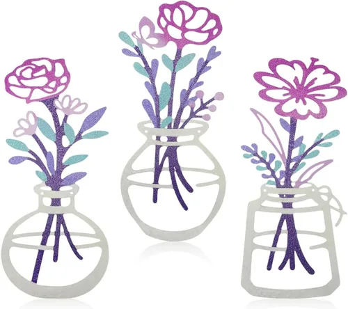 Bochino 3 piezas de flores de metal para decoración rústica de granja, decoración minimalista de pared de flores para sala de estar, baño,