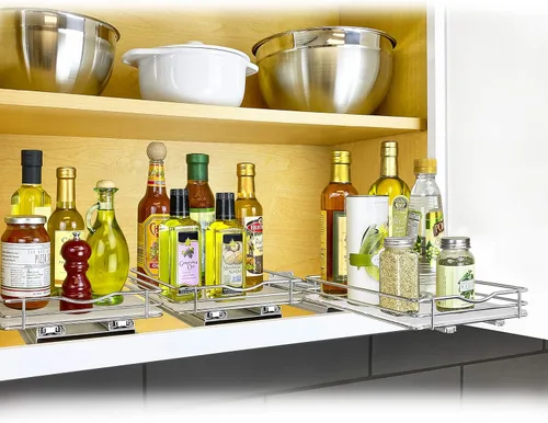 Miniatura 8 de LYNK PROFESSIONAL® - Organizador extraíble de especias para armario, 8-1/4 pulgadas de ancho, estante deslizante, organizador de especias, cromado
