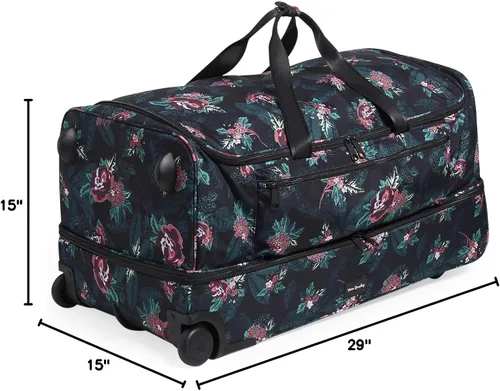 Miniatura 7 de Vera Bradley Equipaje de lona plegable Lighten Up Reactive Xl reciclado para mujer, Follaje de rosas