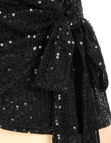 Miniatura 5 de GRACE KARIN Camiseta de lentejuelas para mujer, camiseta sin mangas brillante con cuello en V, sexy, con lazo en la cintura, para fiesta, club