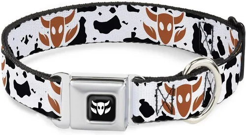 Collar de perro con hebilla de cinturón de seguridad Toy Story Woody Bounding Cowboy Bull Cow Blanco Negro Marrón 9 a 15 pulgadas 1.0 pulgadas de