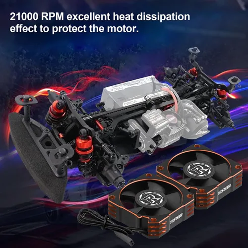 Miniatura 5 de Paquete de 2 ventiladores de refrigeración de motor RC de 1.378 in, 21000 RPM, 8.4 V, ventilador de refrigeración de motor ESC de aluminio
