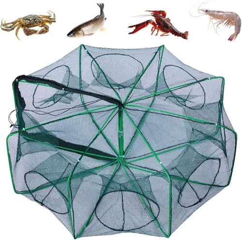 Miniatura 9 de La trampa de pesca plegable mágica, kit de pesca fortalecida autoplegable, trampa de cebo de pesca, red de pesca portátil para cangrejo, cangrejos