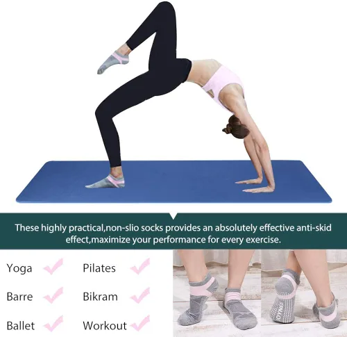 Miniatura 2 de JOYNÉE Calcetines de yoga antideslizantes para mujer con agarres ideales para pilates barras bailes hospitales fitness 3 pares