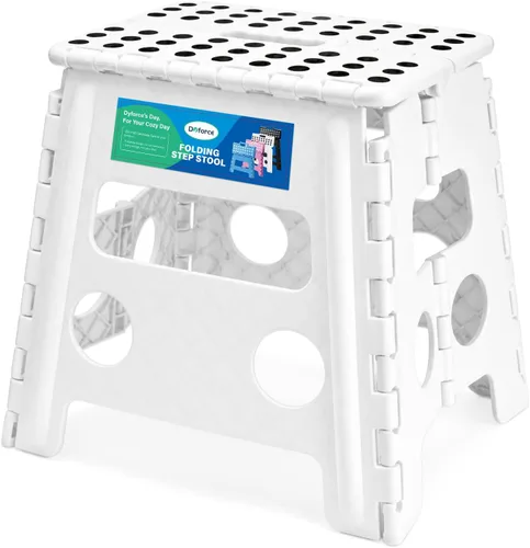 Miniatura 14 de Dyforce Taburete plegable de 17.5 pulgadas, capacidad de 400 libras, taburete plegable de plástico resistente para adultos, taburete con asa, fácil