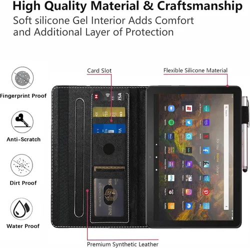 Miniatura 7 de Funda para tablet Fire HD 10/Fire HD 10 Plus de 10.1 pulgadas (11ª generación, lanzada en 2021) – Funda delgada de piel sintética con soporte