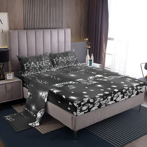 Miniatura 17 de Feelyou Sábanas de cama de lujo para niñas, juego de ropa de cama de lujo para niñas, juego de ropa de cama rosa jade ultra suave decoración