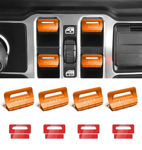 Miniatura 19 de Cubierta de botón de interruptor de ventana de metal para Jeep Wrangler JK JKU 2018 2017 2016 2015 2014 2013 2012 2011, accesorios para interiores