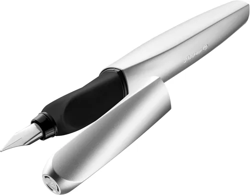 Miniatura 12 de Pelikan Pluma estilográfica Twist 946806 con 1 cartucho de tinta, punta media, color negro, en caja
