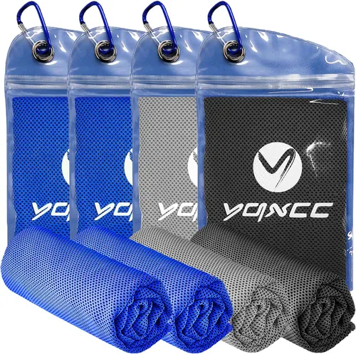YQXCC Paquete de 4 toallas refrescantes, 40 x 12 pulgadas, toalla de cuello frío hielo, microfibra suave y transpirable para gimnasio, yoga, golf,